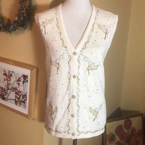 VINTAGE Bobby Brooks XL Masquerade Bead Metallic New Year's Eve Sweater Vest